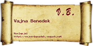 Vajna Benedek névjegykártya